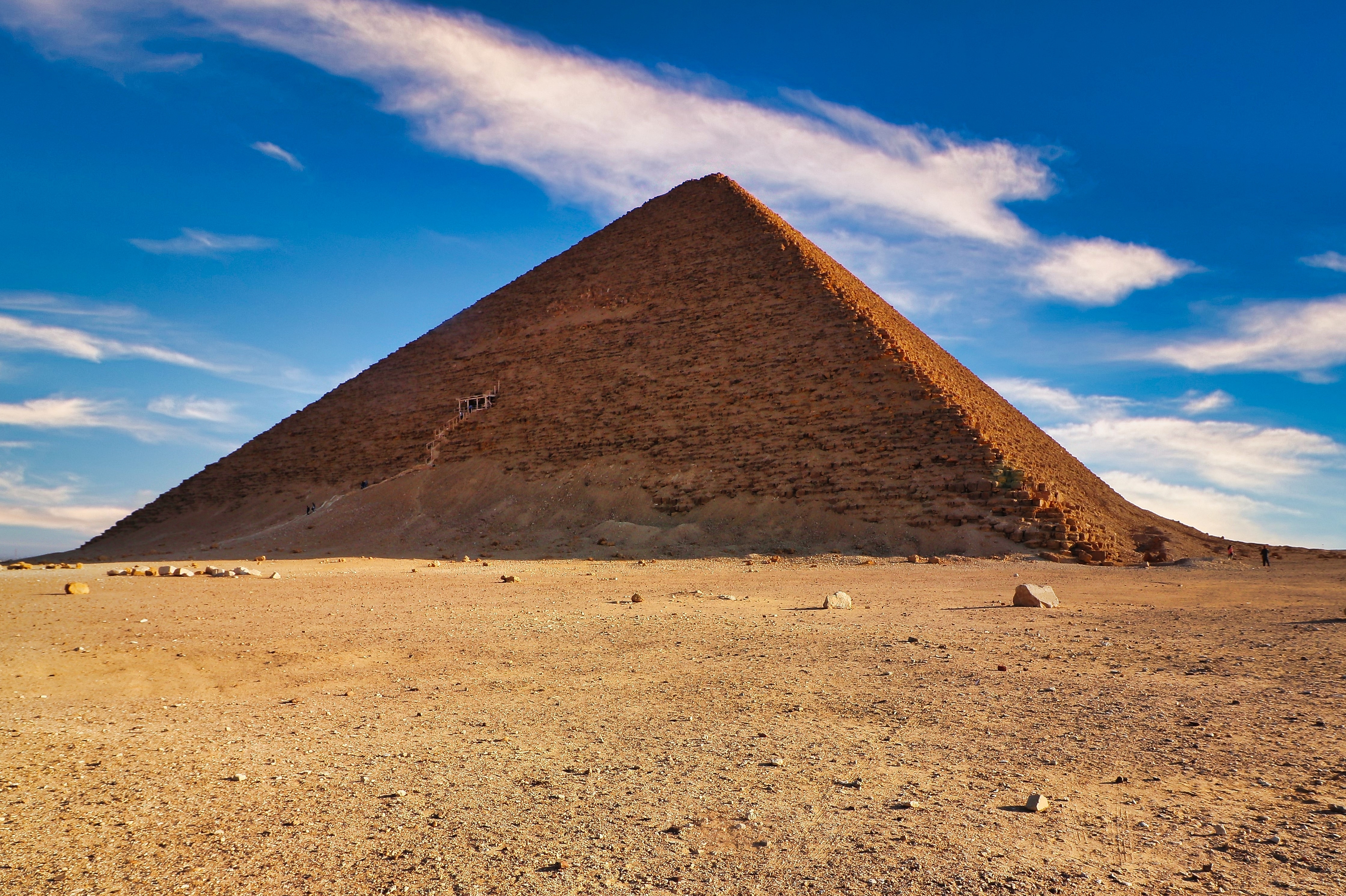 At 105 metres (344 ft) tall, The Red Pyramid is one of the largest pyramids in ancient Egypt.